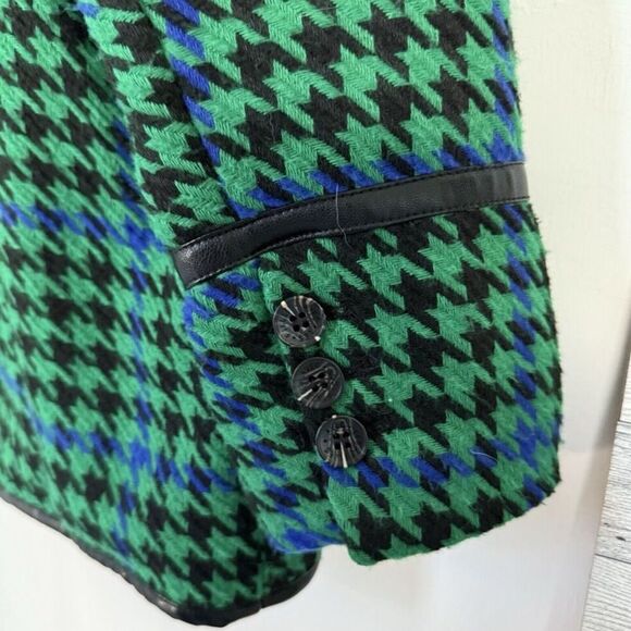 Anthropologie Avec Les Filles Houndstooth Leather Trim Blazer XL - Picture 7 of 13